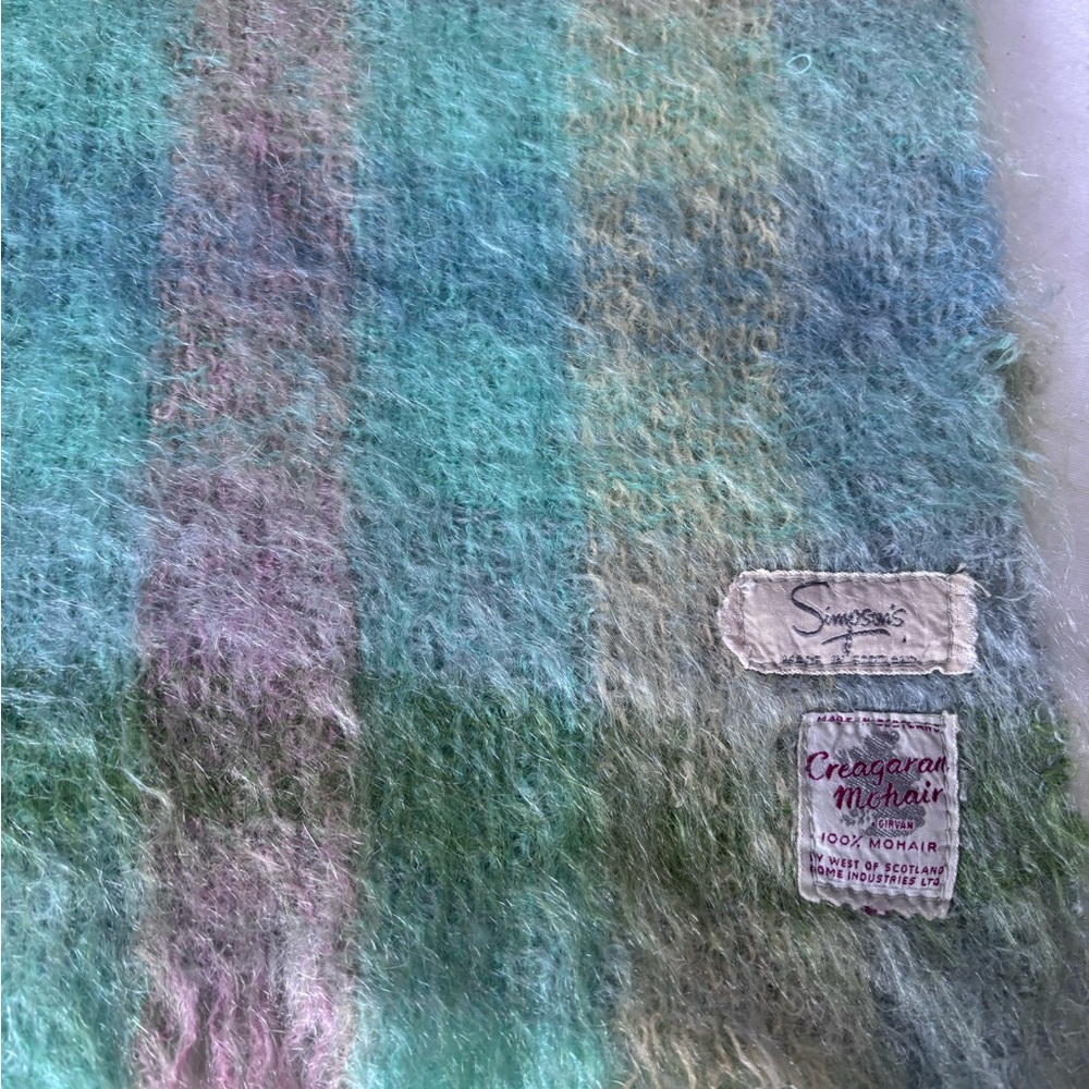 Vintage Simpsons Creagaran Mill 100% Mohair From Scotland Multicolour 46”x11” - Picture 2 of 10